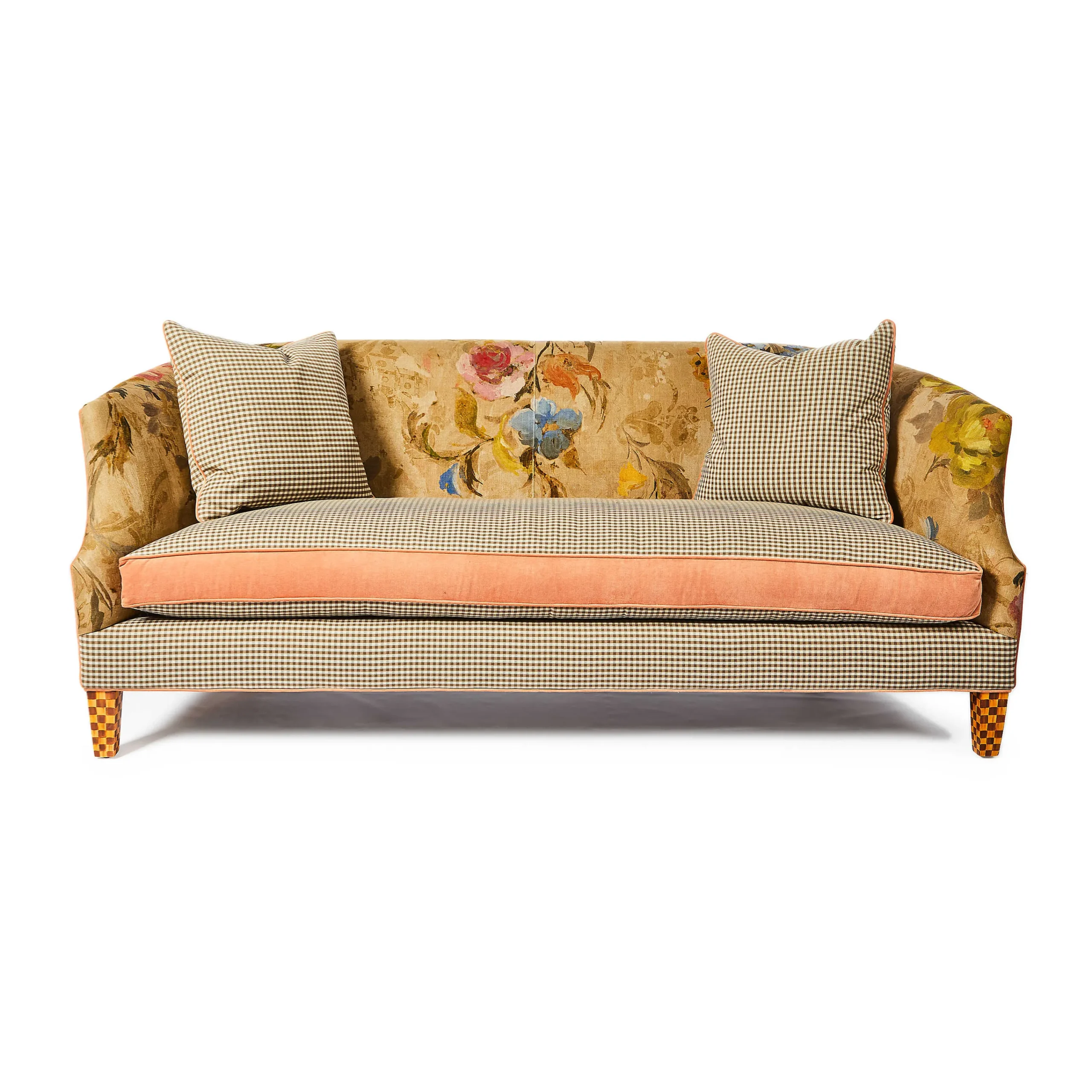 MacKenzie-Childs Field Study Floral Gingham Sofa| Living Room