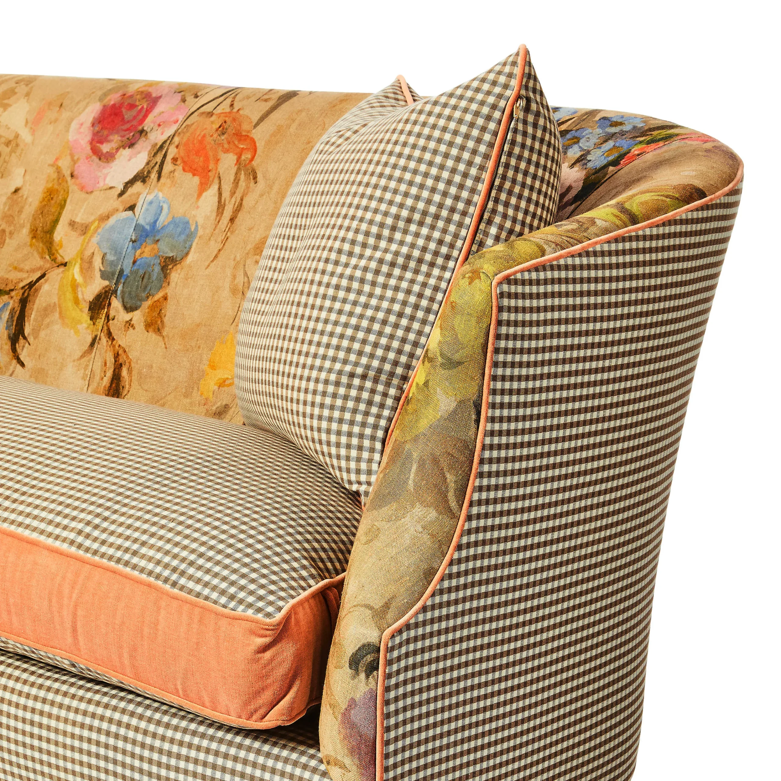 MacKenzie-Childs Field Study Floral Gingham Sofa| Living Room