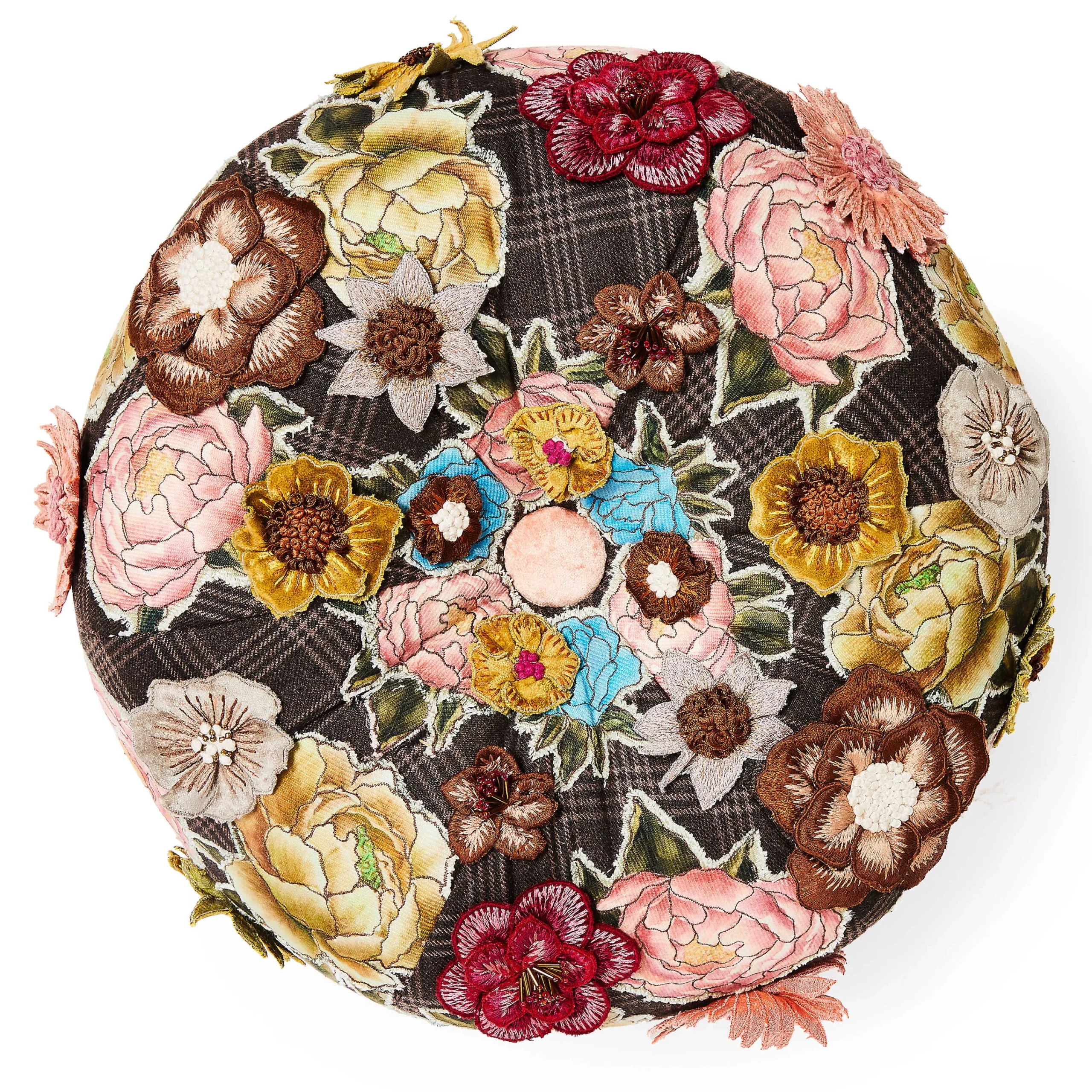 MacKenzie-Childs Field Study Floral Tufted Footstool| Living Room