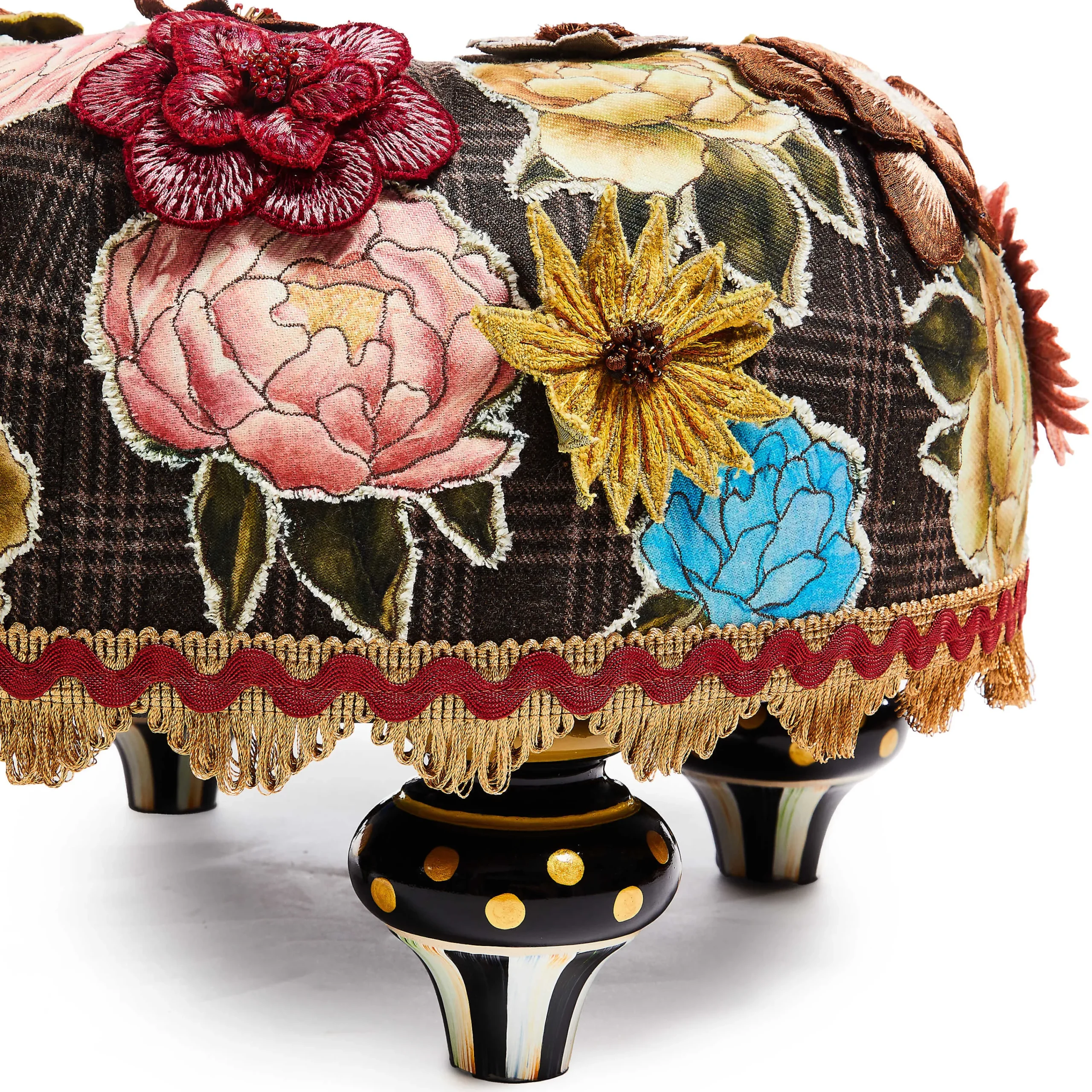 MacKenzie-Childs Field Study Floral Tufted Footstool| Living Room