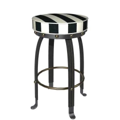 MacKenzie-Childs Flatiron Black Stripe Bar Stool| Dining Room & Kitchen