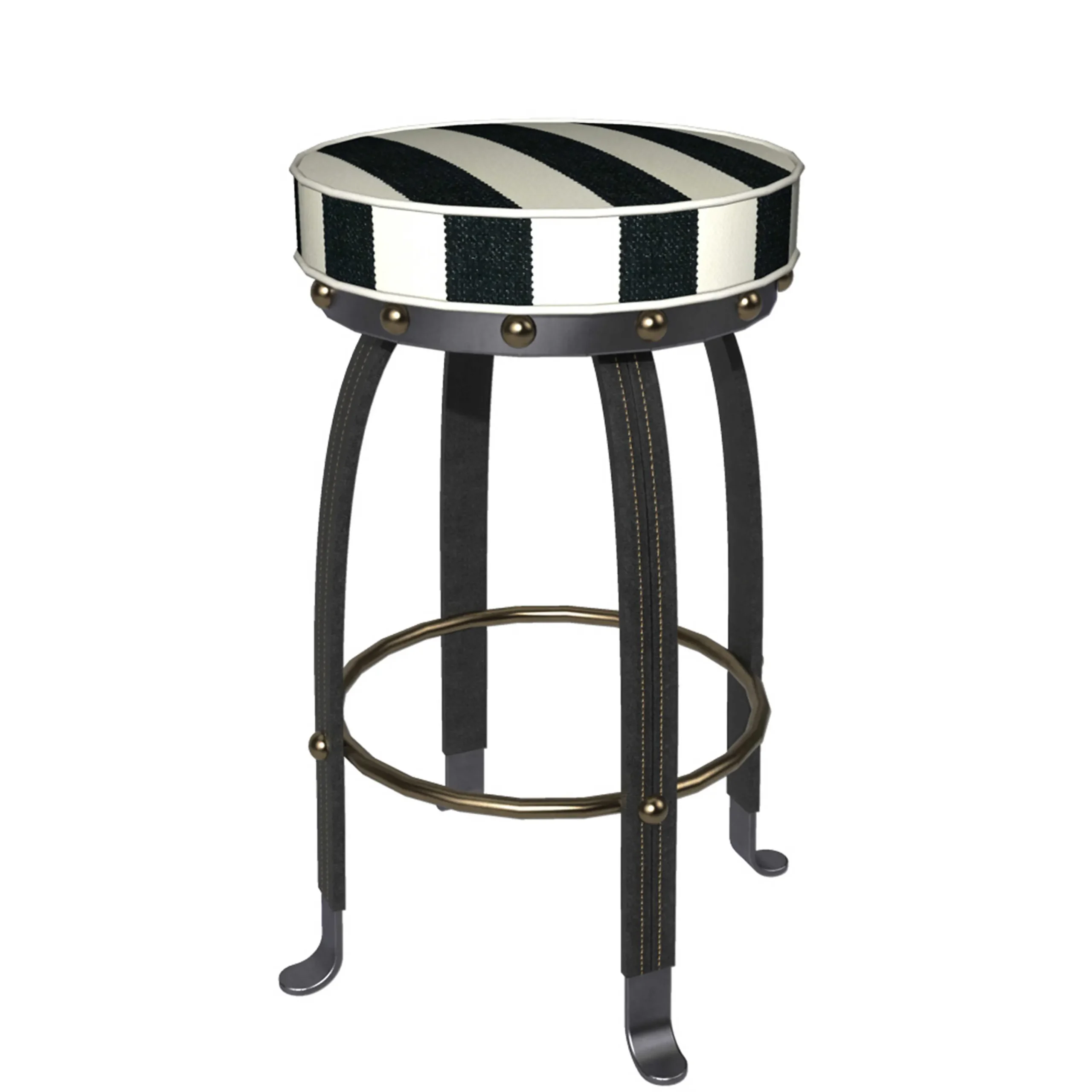 MacKenzie-Childs Flatiron Black Stripe Bar Stool| Dining Room & Kitchen