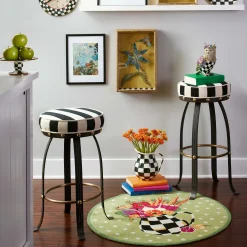 MacKenzie-Childs Flatiron Black Stripe Bar Stool| Dining Room & Kitchen