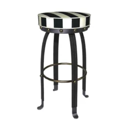MacKenzie-Childs Flatiron Black Stripe Counter Stool| Dining Room & Kitchen