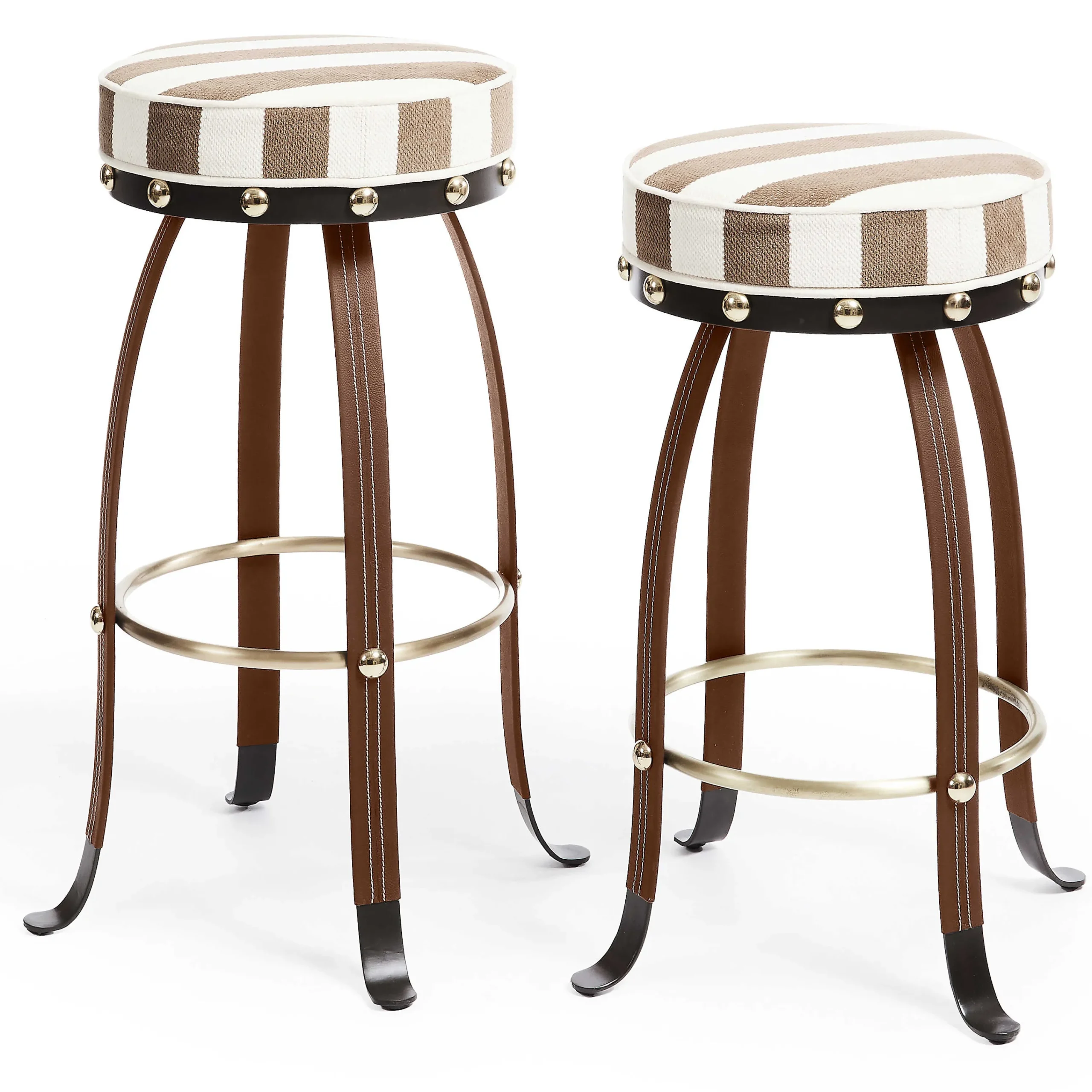 MacKenzie-Childs Flatiron Brown Stripe Counter Stool| Dining Room & Kitchen