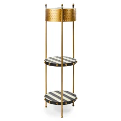 MacKenzie-Childs Flatiron Leather Stripe Shelf Floor Lamp| Lighting