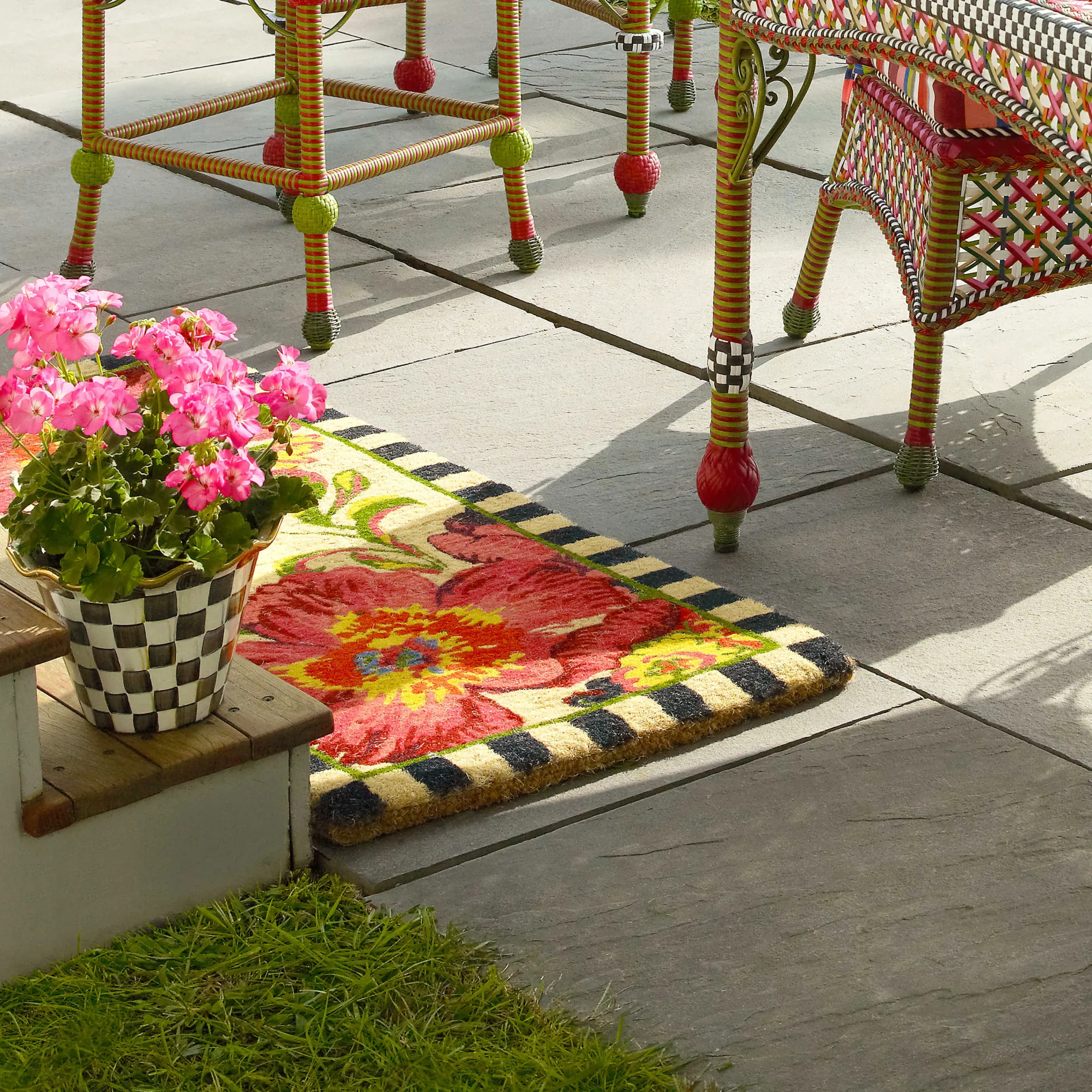 MacKenzie-Childs Flower Market Double Door Entrance Mat| Outdoor|Rugs