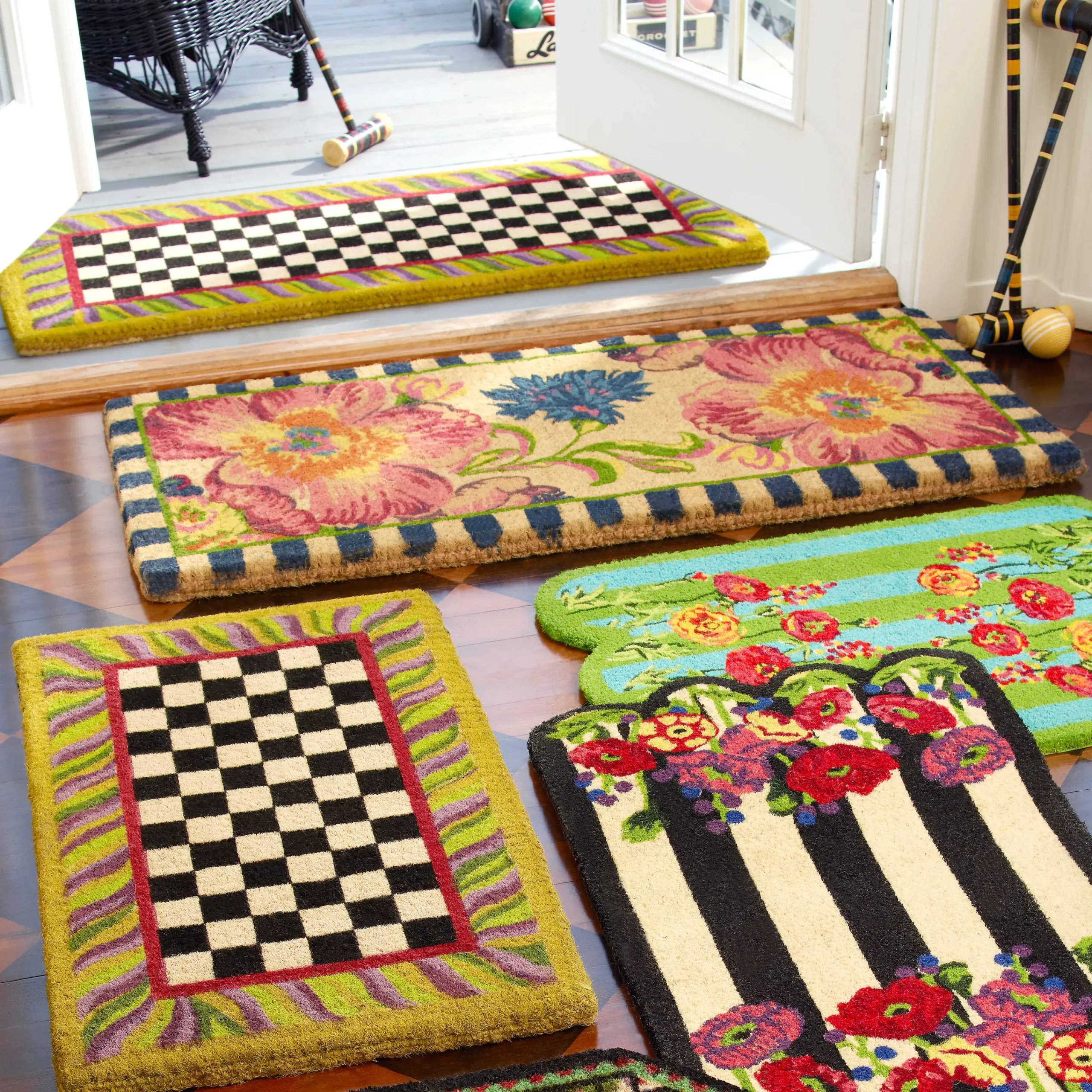 MacKenzie-Childs Flower Market Double Door Entrance Mat| Outdoor|Rugs