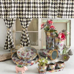 MacKenzie-Childs Flower Market Galvanized Serving Trays, Set of 2| Outdoor|Bar Entertaining
