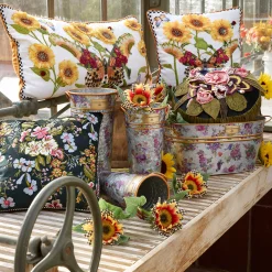 MacKenzie-Childs Flower Market Galvanized Flower Buckets, Set of 3| Spring|Outdoor