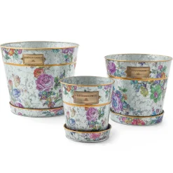 MacKenzie-Childs Flower Market Pots  Saucers, Set of 3| Spring|Greenery & Florals