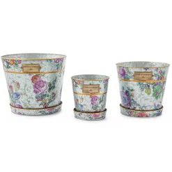 MacKenzie-Childs Flower Market Pots  Saucers, Set of 3| Spring|Greenery & Florals