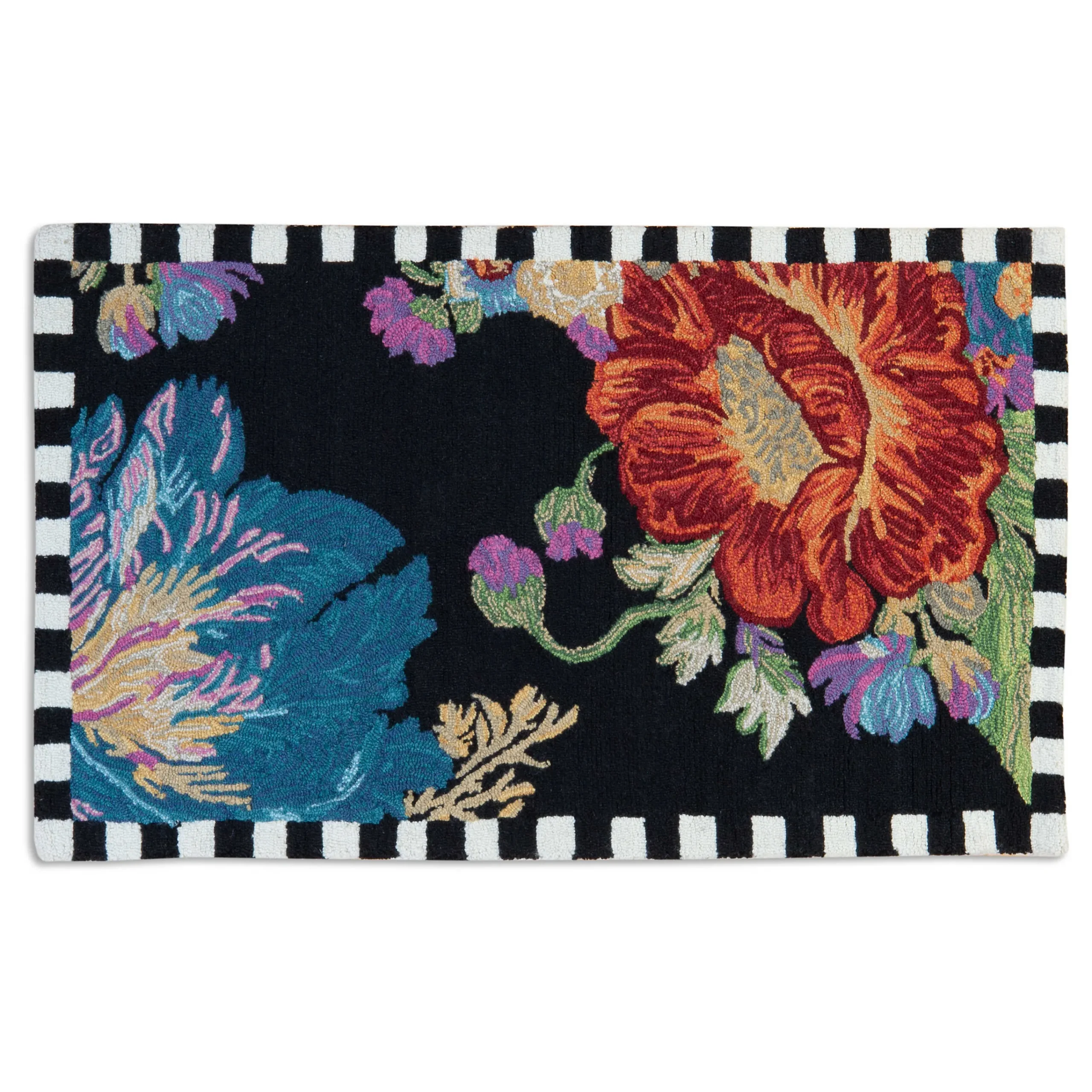 MacKenzie-Childs Flower Market Reflections Black 2'3 x 3'9 Rug| Rugs
