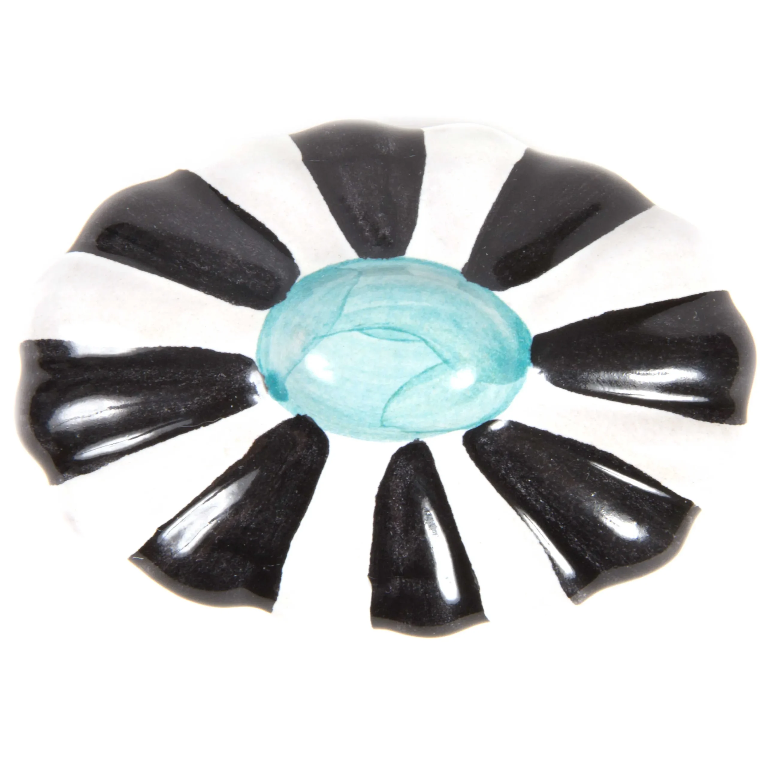 MacKenzie-Childs Fluted Knob - Black, White, Water Fountain| Finishing Touches