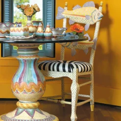 MacKenzie-Childs Freckle Fish Chair - Black  White Seat| Dining Room & Kitchen