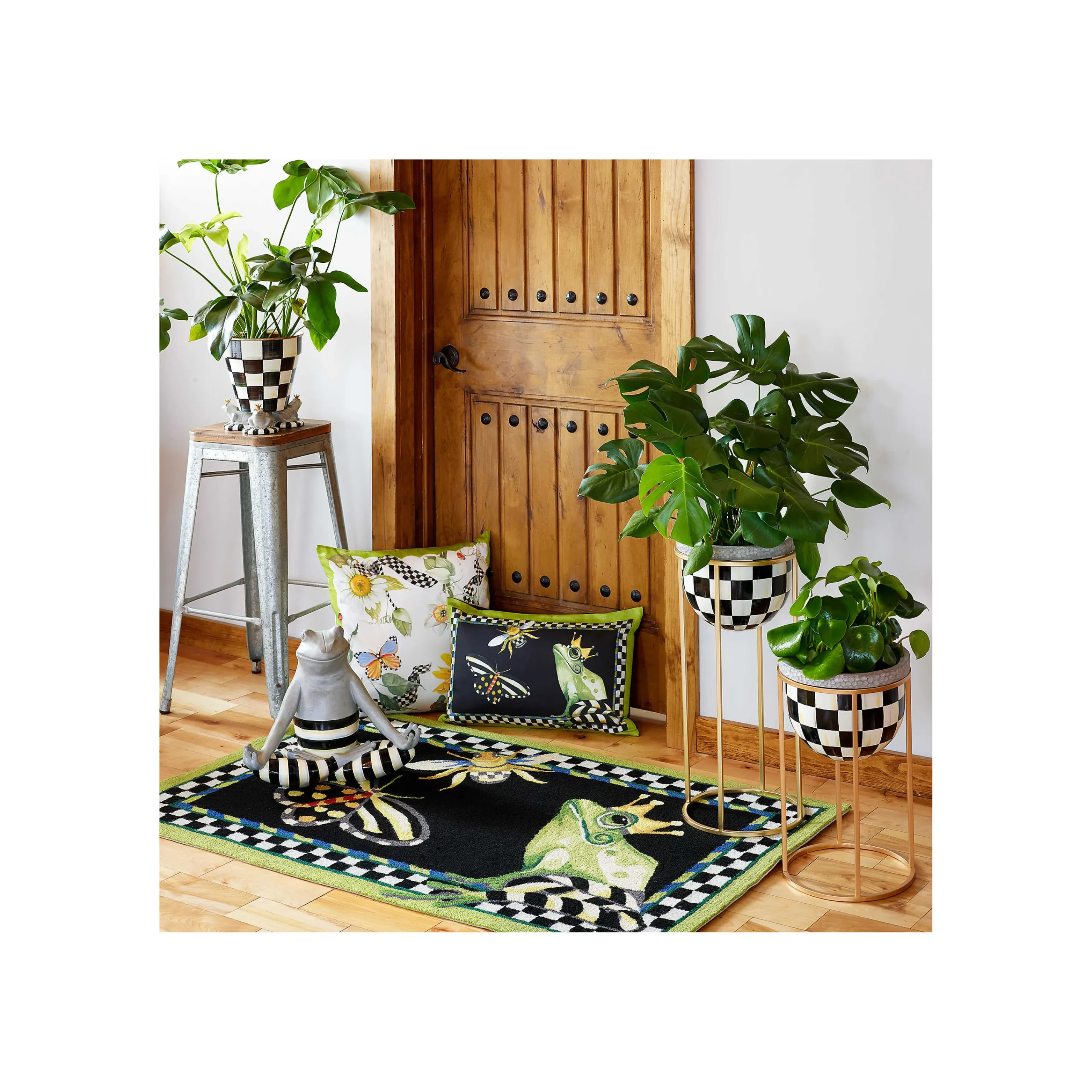 MacKenzie-Childs Frog and Bee Lumbar Pillow| Spring|Pillows, Throws, & Cushions