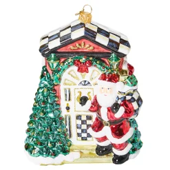 MacKenzie-Childs Front Door Santa Glass Ornament| Holiday