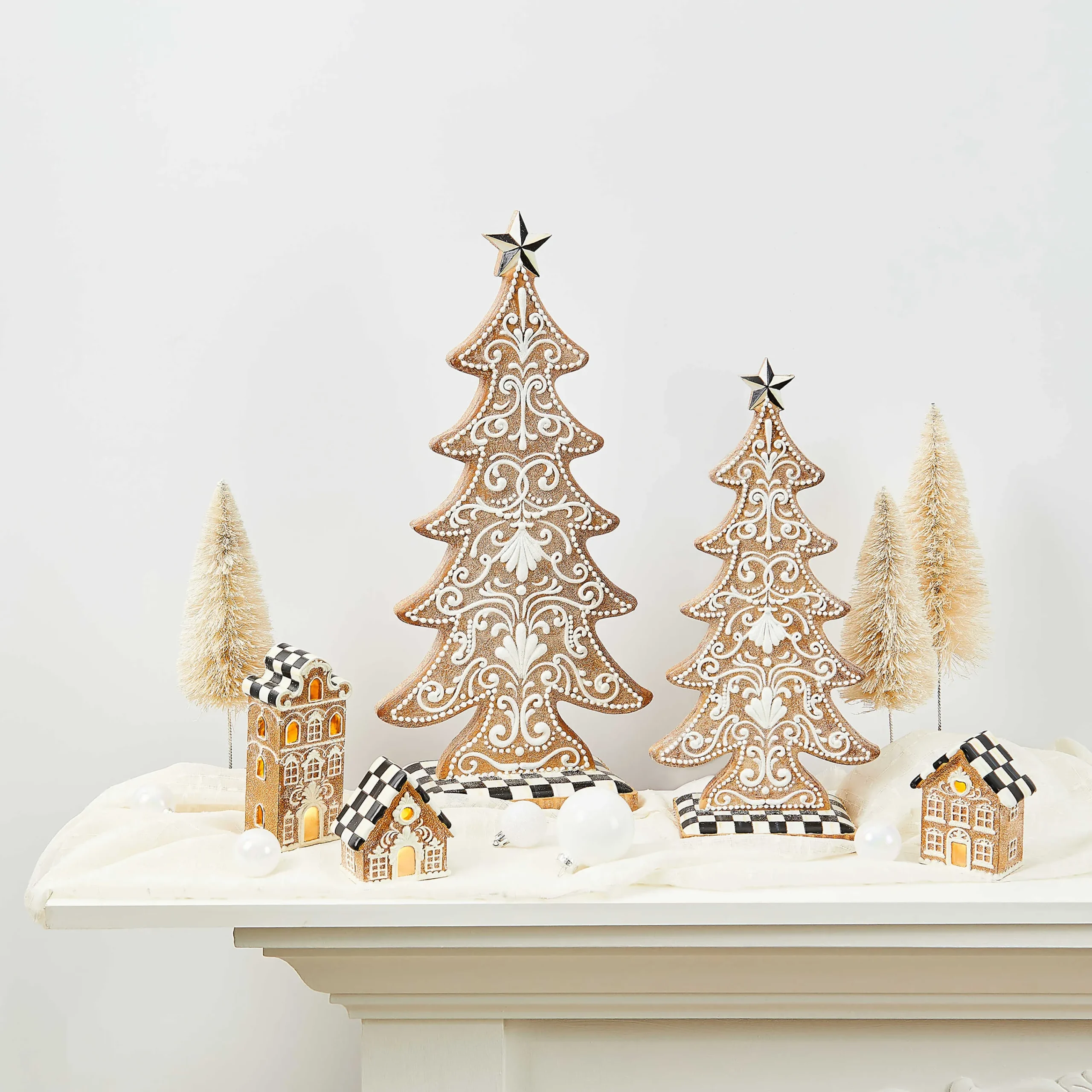 MacKenzie-Childs Gingerbread Illuminated Mini Houses, Set of 3| Holiday|Decor Sets