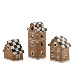 MacKenzie-Childs Gingerbread Illuminated Mini Houses, Set of 3| Holiday|Decor Sets