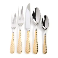 MacKenzie-Childs Gold Check Flatware 5-Piece Place Setting| Dinnerware & Flatware