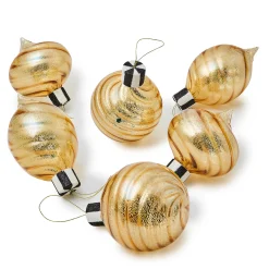 MacKenzie-Childs Gold Mercury Glass Assorted Ornaments, Set of 6| Holiday