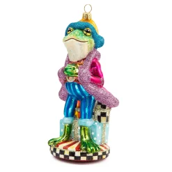 MacKenzie-Childs Granny Kitsch Frog Glass Ornament| Holiday