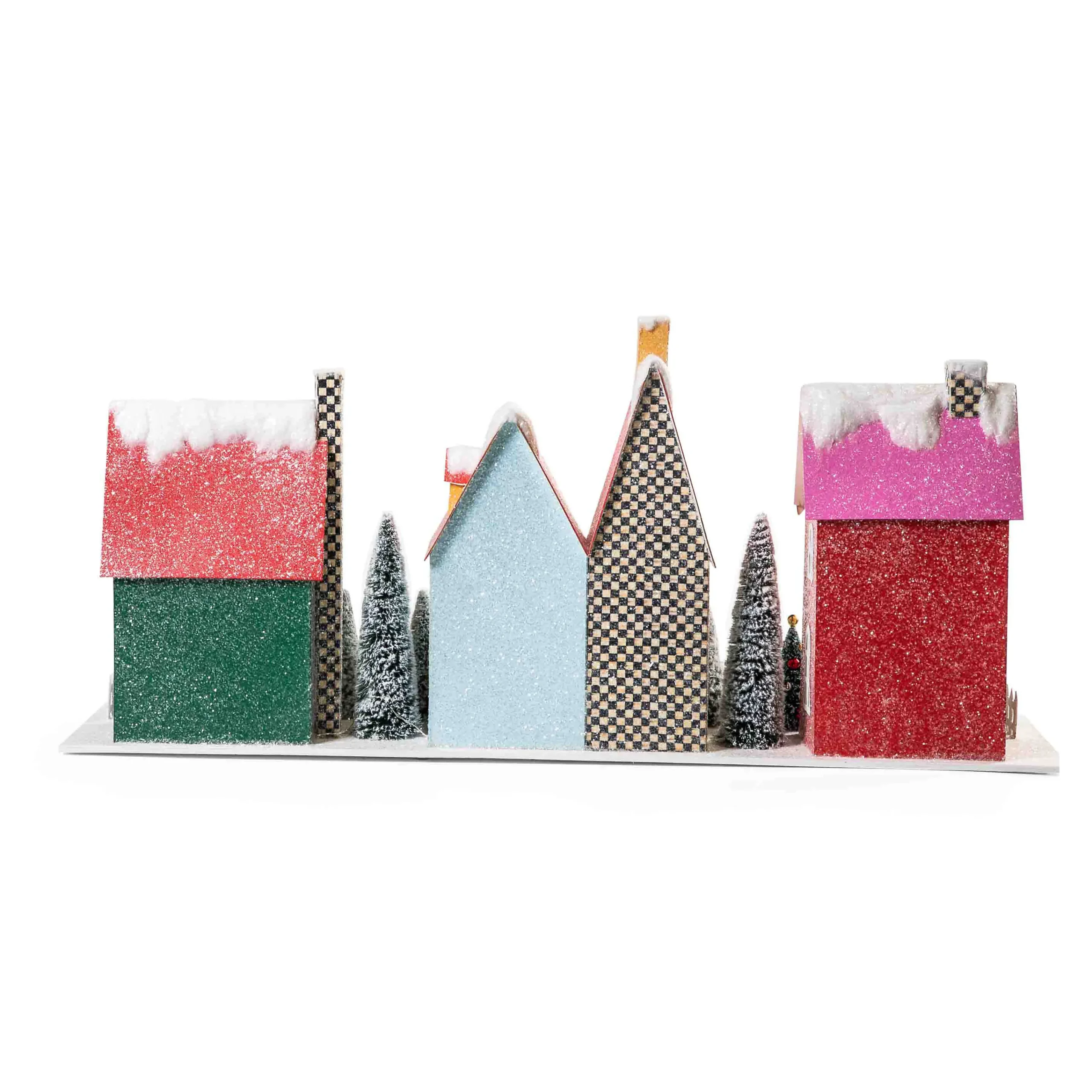 MacKenzie-Childs Granny Kitsch Illuminated Village Mantel Arrangement| Holiday|Room Accents