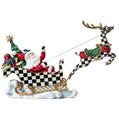 MacKenzie-Childs Granny Kitsch Illuminated Sleigh Ride Santa| Holiday|Room Accents