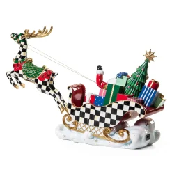 MacKenzie-Childs Granny Kitsch Illuminated Sleigh Ride Santa| Holiday|Room Accents