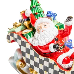 MacKenzie-Childs Granny Kitsch Illuminated Sleigh Ride Santa| Holiday|Room Accents