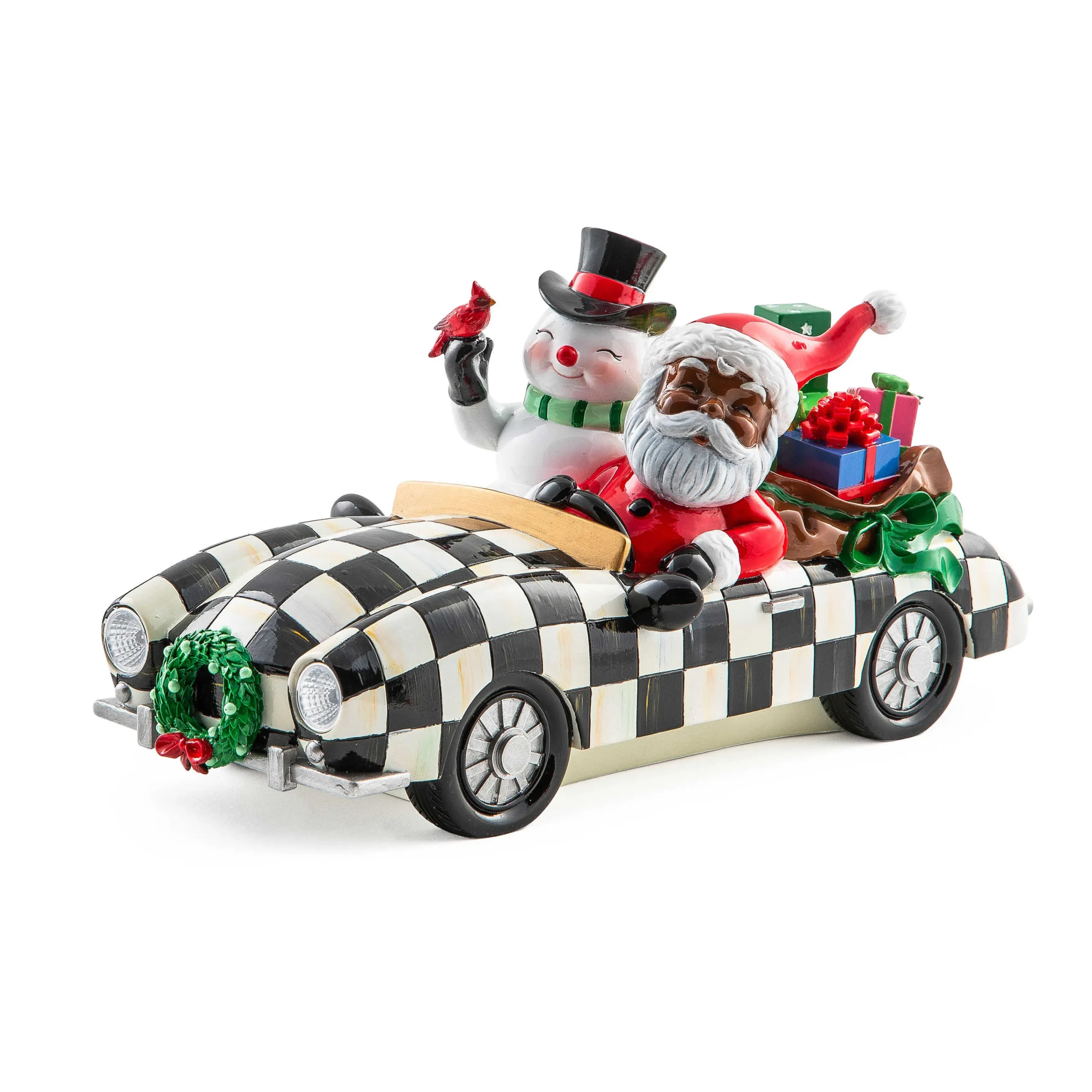 MacKenzie-Childs Granny Kitsch Special Delivery Black Santa In Car| Holiday|Room Accents