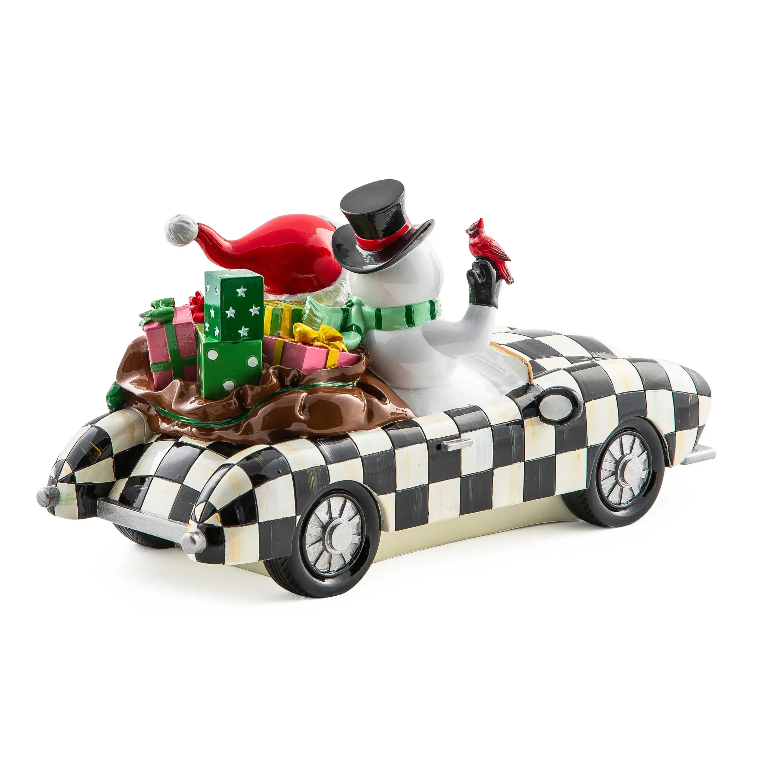 MacKenzie-Childs Granny Kitsch Special Delivery Black Santa In Car| Holiday|Room Accents