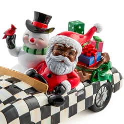 MacKenzie-Childs Granny Kitsch Special Delivery Black Santa In Car| Holiday|Room Accents