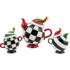 MacKenzie-Childs Granny Kitsch Tipsy Creamer Sugar Set| Holiday|Decor Sets