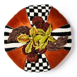 MacKenzie-Childs Harvest Check  Stripe Round Pillow| The Fall Shop|Pillows, Throws, & Cushions