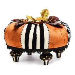 MacKenzie-Childs Harvest Check Stripe Tufted Footstool| Living Room