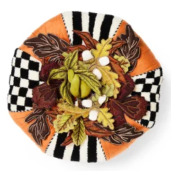 MacKenzie-Childs Harvest Check  Stripe Tufted Footstool| Living Room