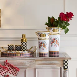 MacKenzie-Childs Holiday Cardinal Metal Flower Buckets, Set of 3| Holiday|Decor Sets