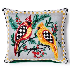 MacKenzie-Childs Holiday Cardinals 14 x 16 Beaded Pillow| Pillows, Throws, & Cushions