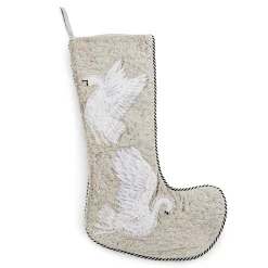 MacKenzie-Childs Holiday Swan Velvet Stocking| Holiday|Room Accents