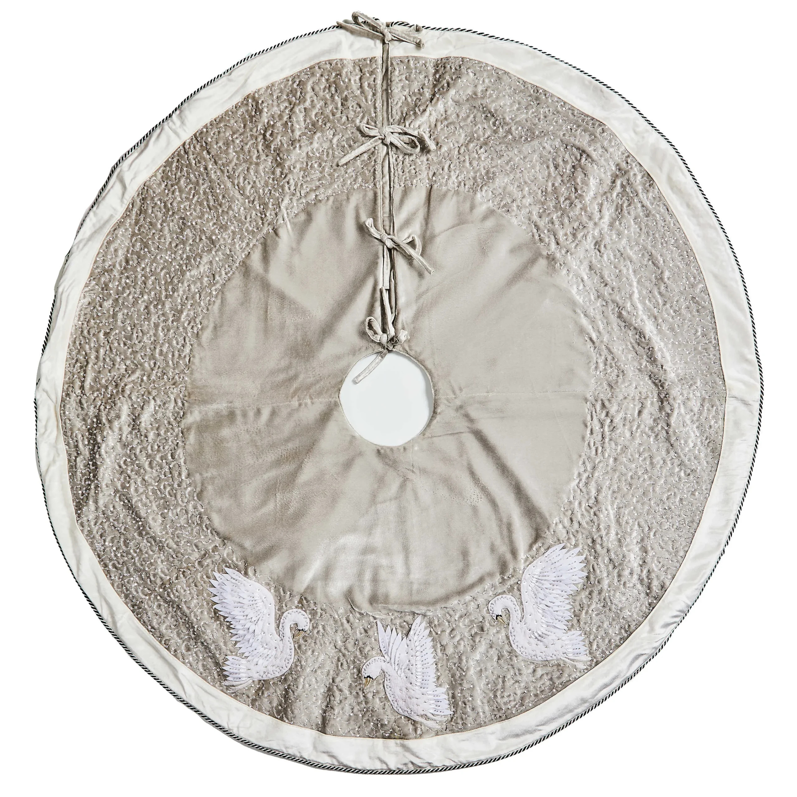 MacKenzie-Childs Holiday Swans Velvet Tree Skirt| Holiday|Room Accents