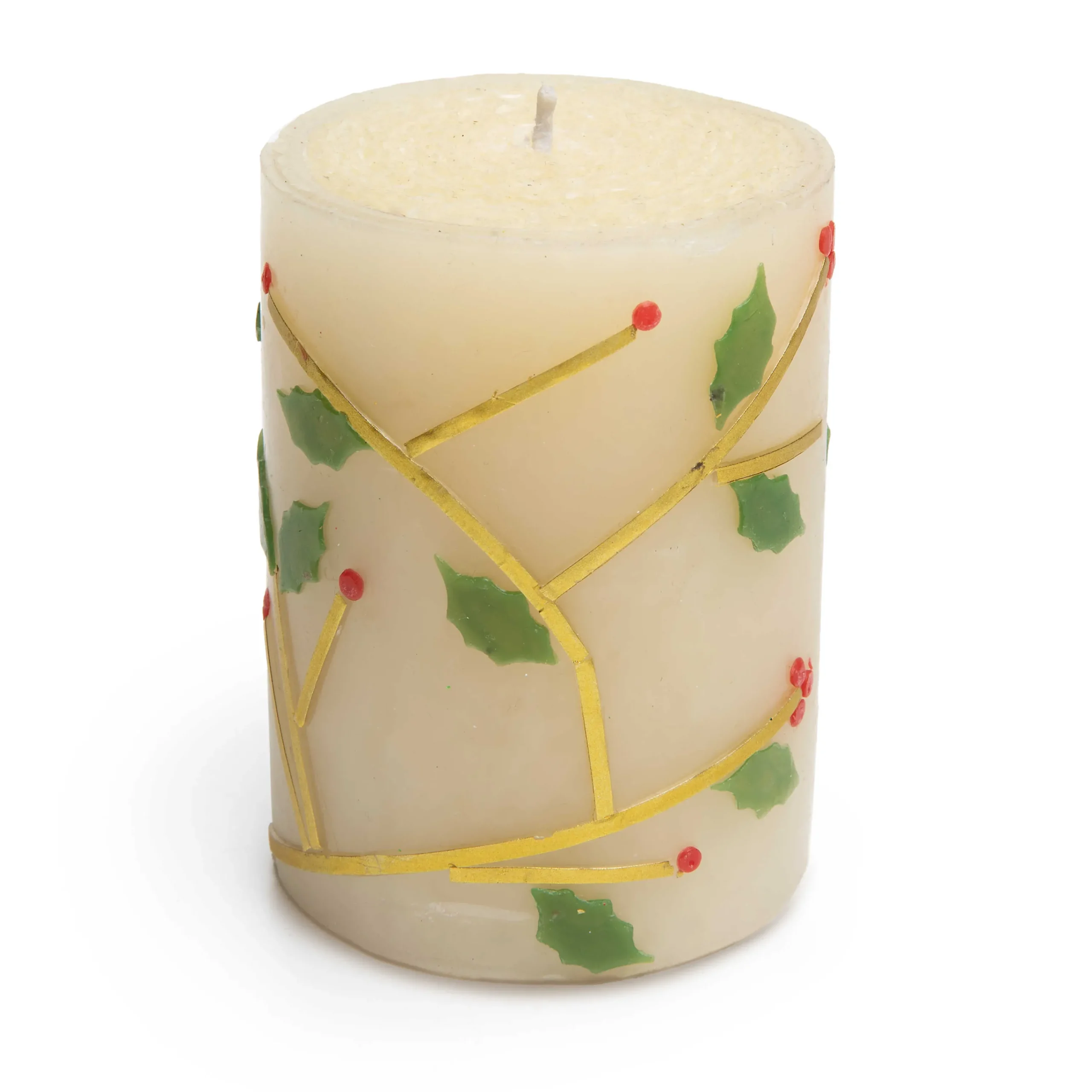 MacKenzie-Childs Holly 4 Pillar Candle| Holiday|Candles & Fragrances