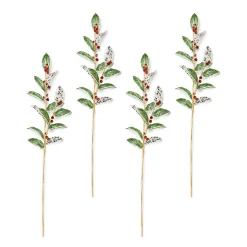 MacKenzie-Childs Holly Beaded Spray Stem, Set of 4| Holiday|Greenery & Florals