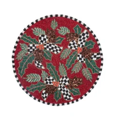 MacKenzie-Childs Holly Holiday Beaded Placemat| Holiday|Table Accessories