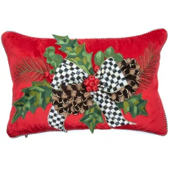 MacKenzie-Childs Holly Holiday Lumbar Pillow| Holiday|Pillows, Throws, & Cushions