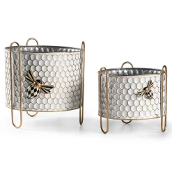 MacKenzie-Childs Honeycomb Small Tin Planter| Spring|Greenery & Florals