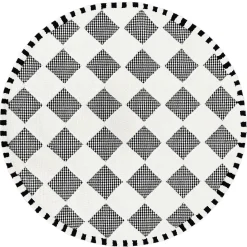 MacKenzie-Childs Houndstooth Check Diamond 6' Round Rug| Rugs