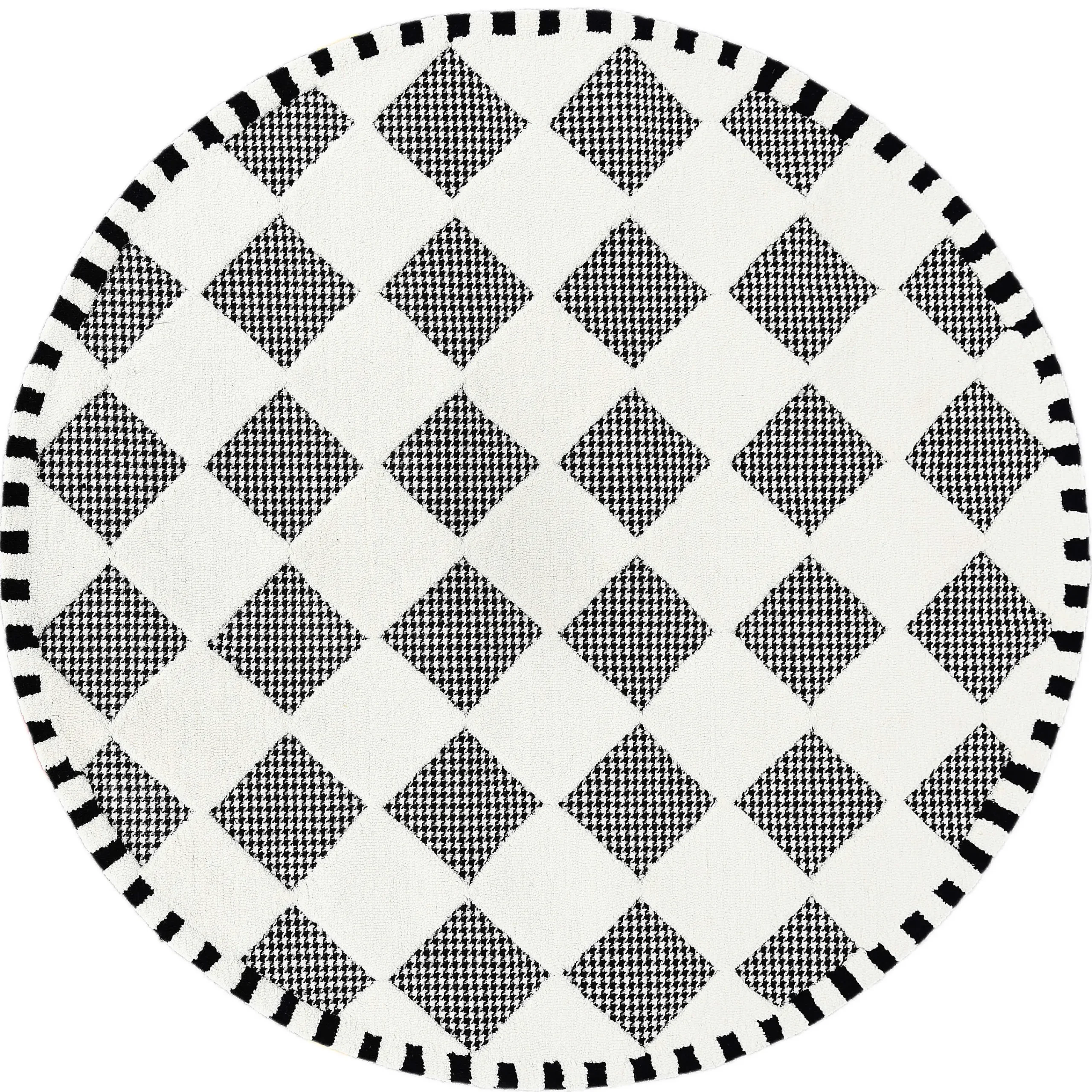 MacKenzie-Childs Houndstooth Check Diamond 6' Round Rug| Rugs
