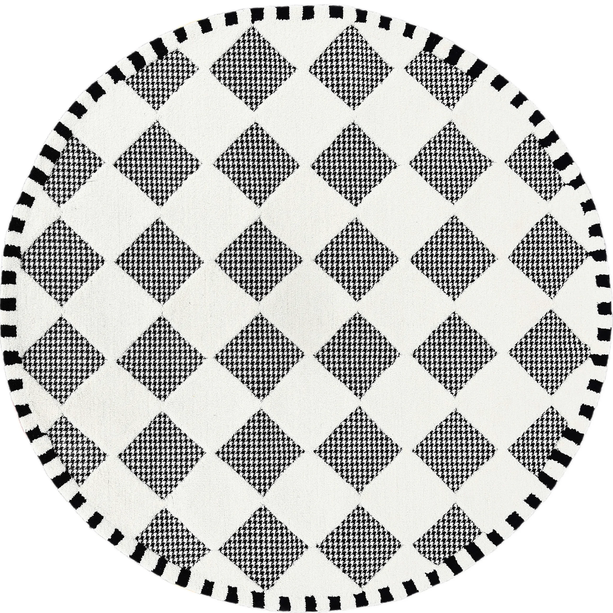 MacKenzie-Childs Houndstooth Check Diamond 6' Round Rug| Rugs