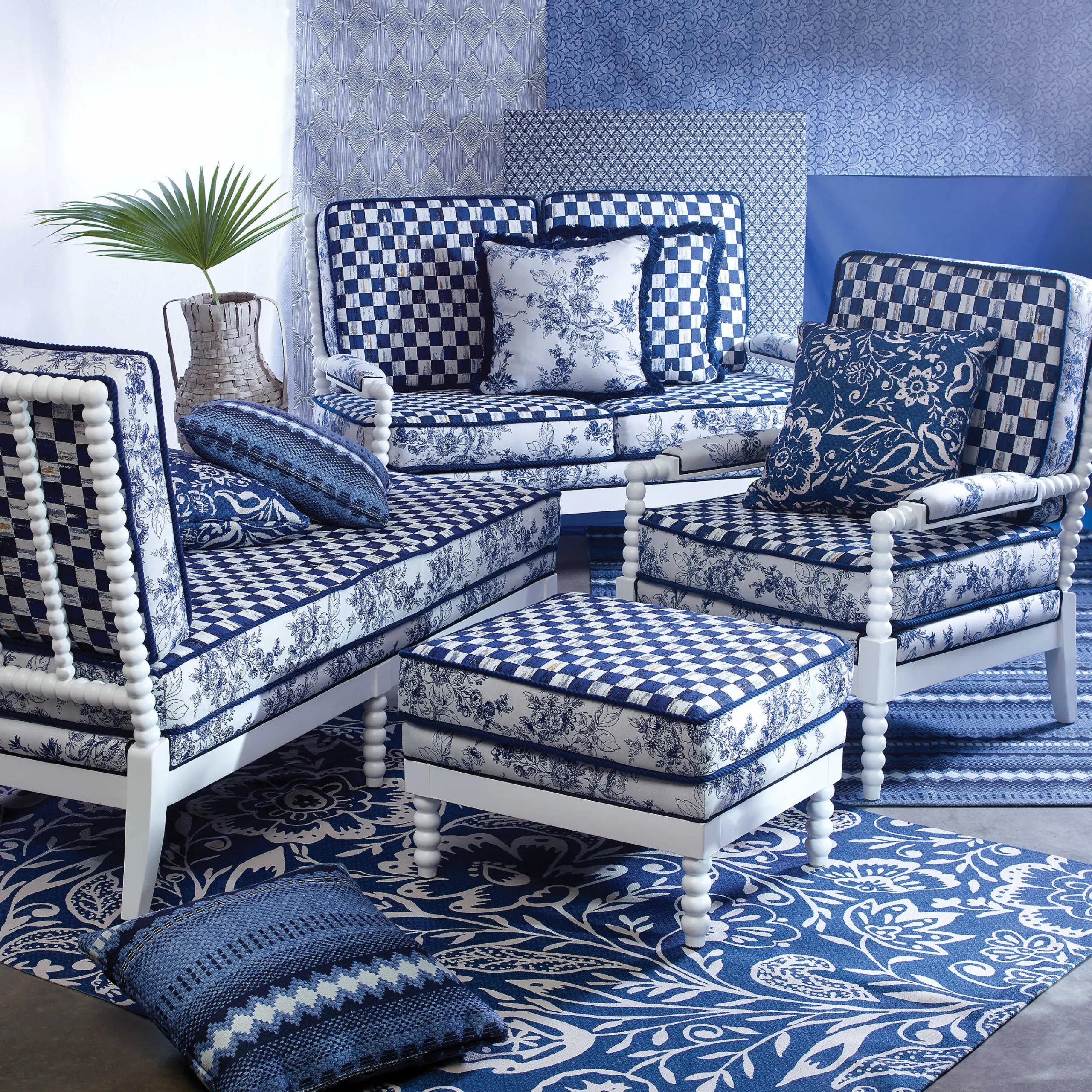 MacKenzie-Childs Indigo Villa Outdoor Chair| Outdoor|Spring